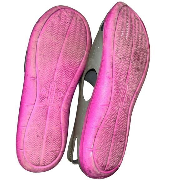 Crocs Swiftwater Wave Size 8 Gray Pink Comfort Sandal Mary Jane water shoes - Picture 4 of 5